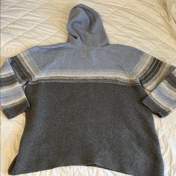 J. Jill Light Blue and Gray Hooded Sweater - Picture 6 of 7